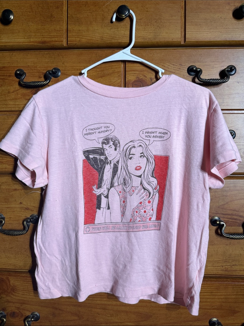 Re/Done Pink Graphic Short Sleeve Tee with Pop Art Panel